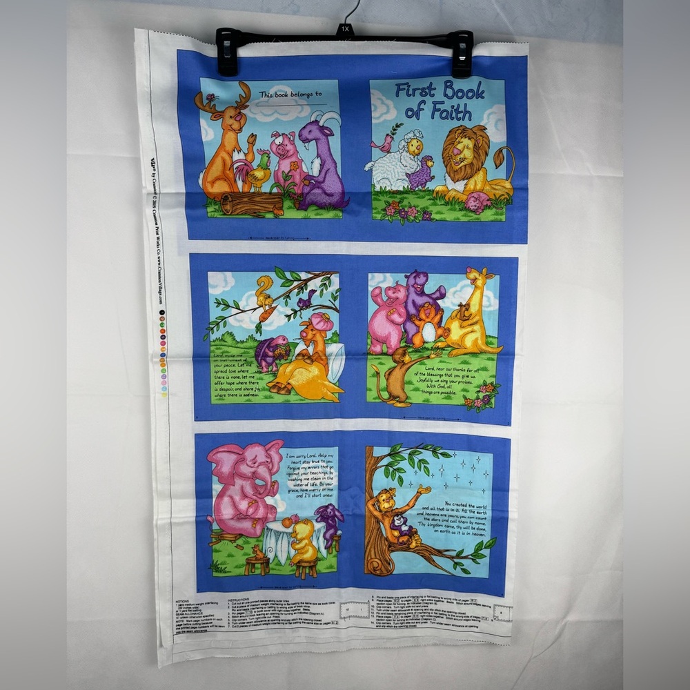 Vintage Cranston VIP "First Book of Faith" 100% Cotton Cut & Sew Panel 44 x 36